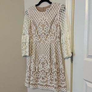 Eliza J. White Lace Fit and Flare Bell-Sleeved Dress, Size 2